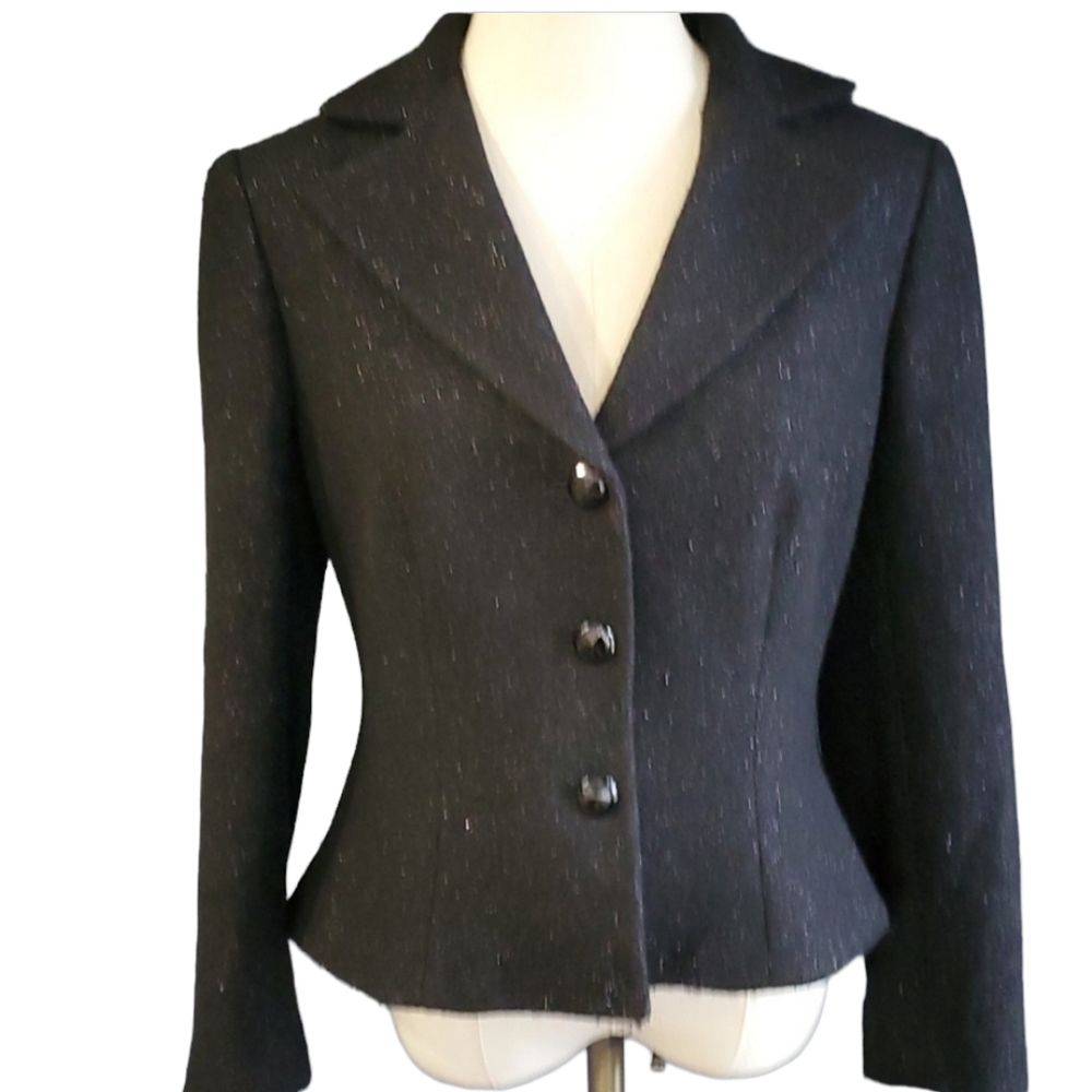 Laure Ralph Lauren Old Money  black wool blend blazer  jacket size 10